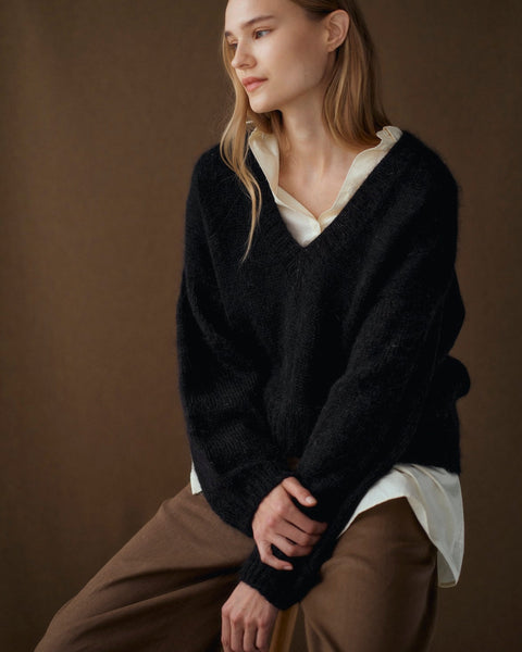 Arden V-Neck Sweater Knitting Pattern | Designed by Jonna Helin